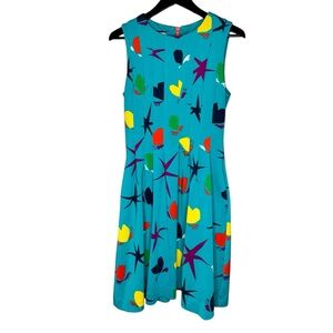 Anne Klein 70’s Retro Azure A-Line Dress